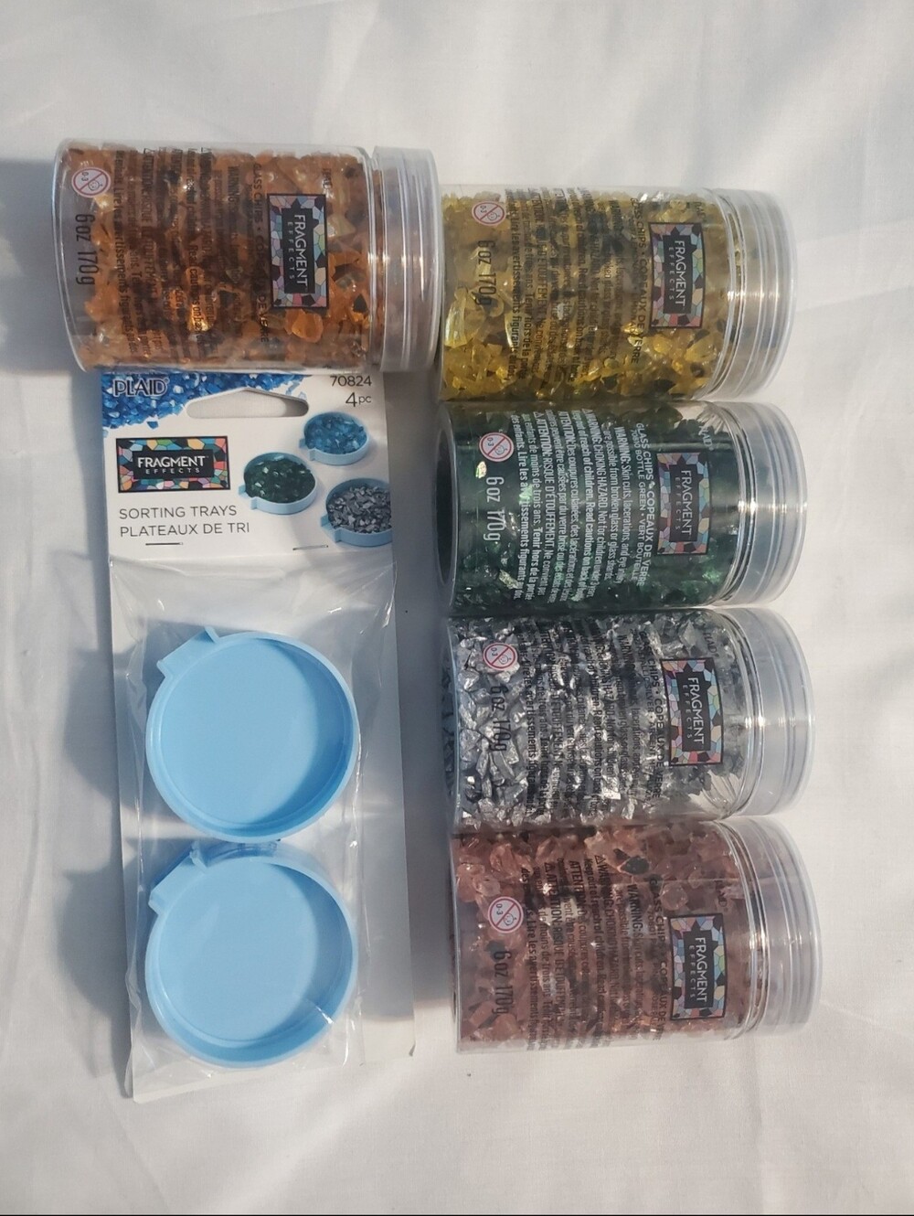 New Bundle Lot Of Plaid Fragment Effects Glass Chips 6oz Each +4pc Sorting Trays